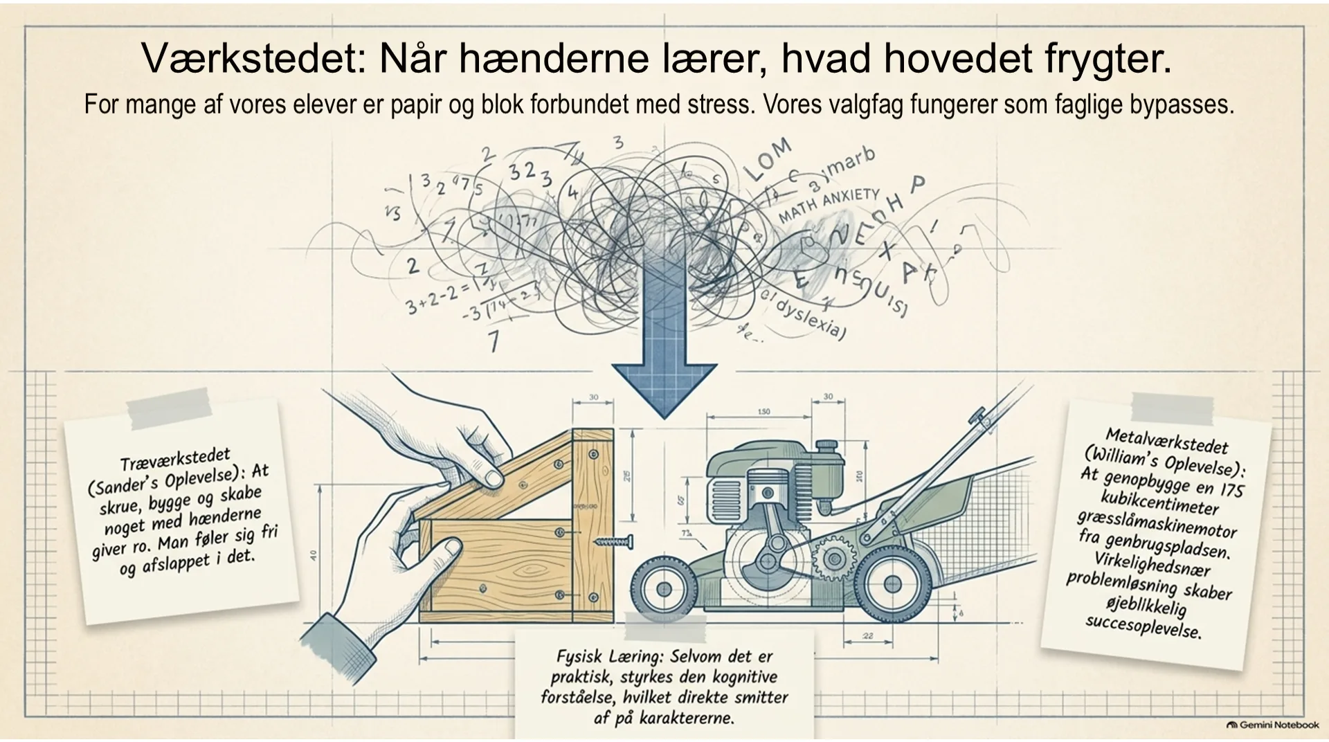 Slide: Værkstedet: Når hænderne lærer, hvad hovedet frygter